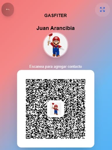 BCard mostrando código QR para compartir contacto al instante